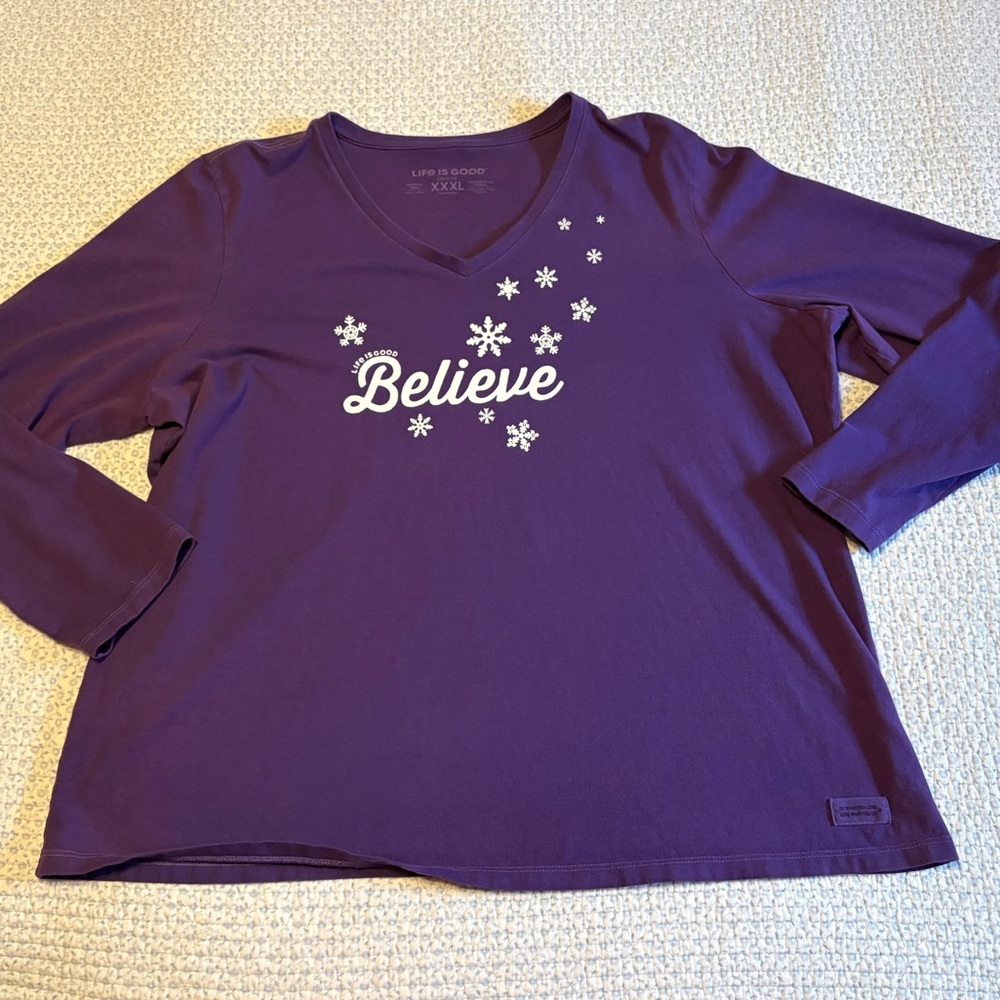 Life is Good Long Sleeve Believe T-shirt